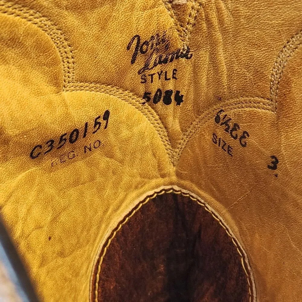 Vintage Tony Lama Mens 5084 Brown Leather Western Cowboy Boots Size 6.5 EE USA